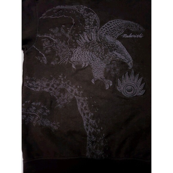 Maharishi Sweatshirt Mens Large Black Hemp Cotton Embroidered Winter Eagle - Picture 5 of 12